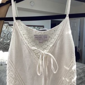 Rachel Zoe Off White Crochet Dress With Fringe Hem